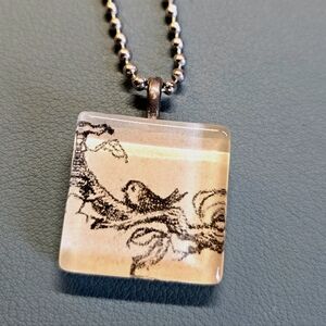 Bird Acrylic Pendant Necklace W/ Ball Chain, Like New